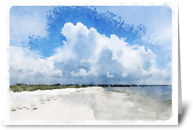 Beach Greeting Card - Sea (424x349), Png Download