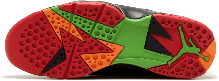 Jordan Retro 7 Basketball Shoe - Men's Black/red/green (1000x600), Png Download