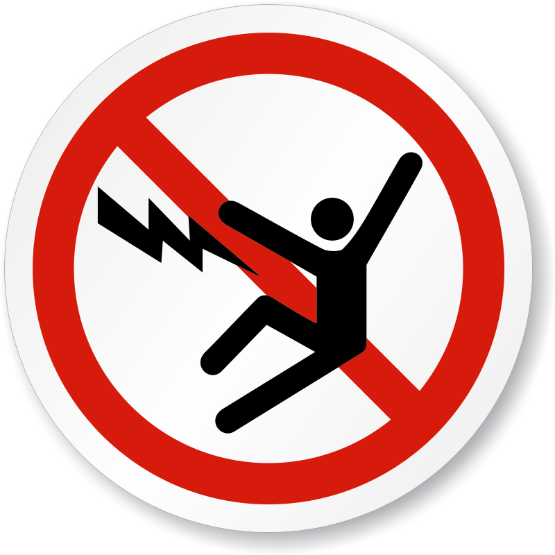 Electric Shock Iso Prohibition Sign - No Electric Shock Sign (800x800), Png Download