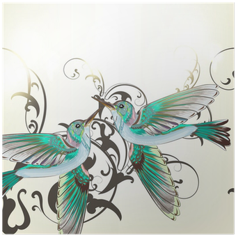 Beautiful Vector Background With Humming Birds In Watercolor - Inspiredcases Hibiscus Flower And Hummingbird Case (400x400), Png Download