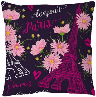 Vintage Seamless Pattern With Eiffel Tower, Kisses, - Torre Eiffel De Flores (400x400), Png Download
