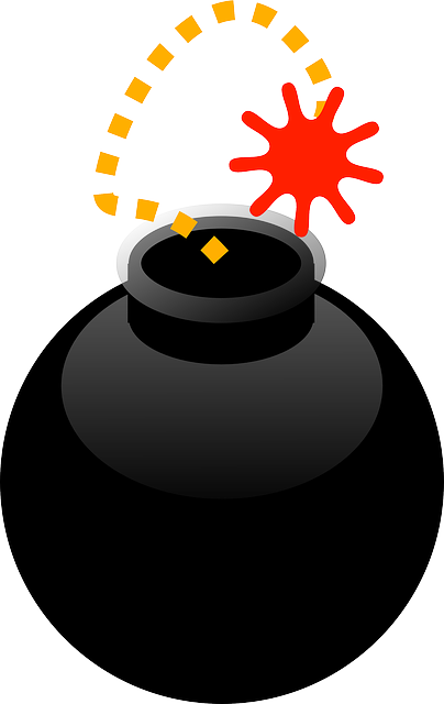 Fire, Cartoon, Round, Grenade, Bomb, Arms, Weapon - Bomb Exploding Clipart Gif (404x640), Png Download
