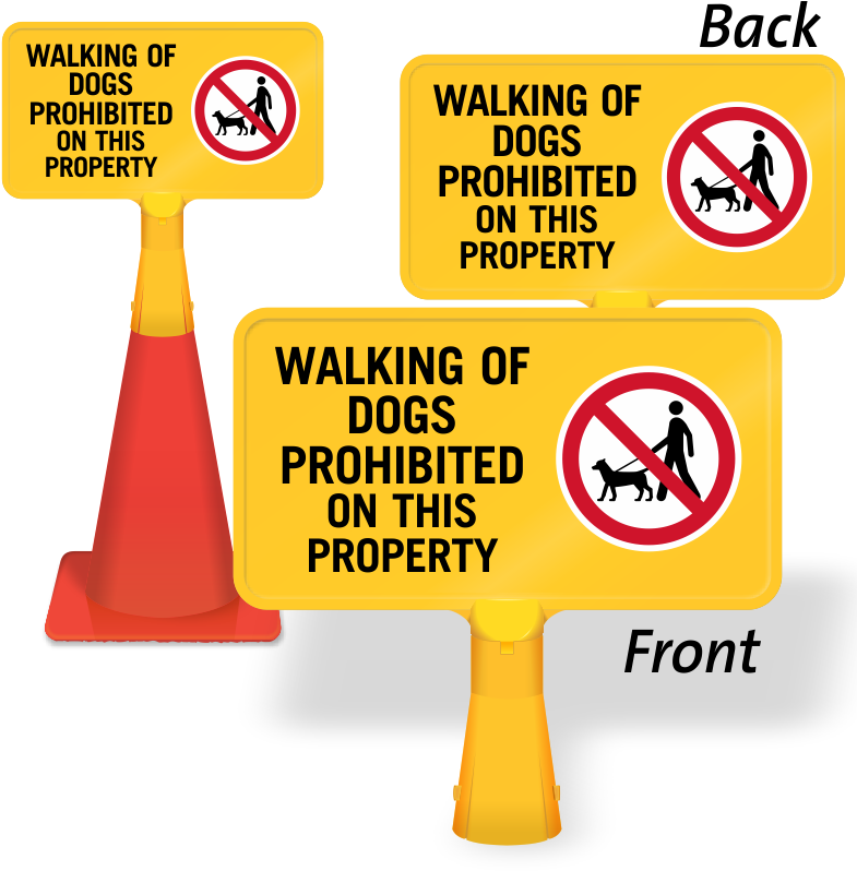Walking Of Dogs Prohibited Coneboss Sign - Reflective 2sided Traffic Cone Sign & Holder (800x800), Png Download
