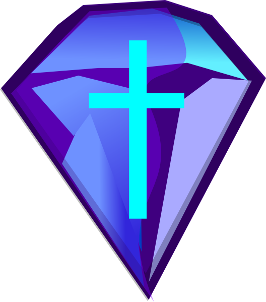 Blue Purple Diamond With Cross Clip Art - Purple And Blue Cross (528x599), Png Download