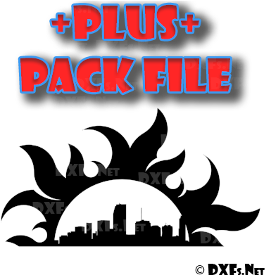 Dxf277-p Sun Cityscape Buildings Silhouette Modern - Half Circle Design Cnc (400x400), Png Download