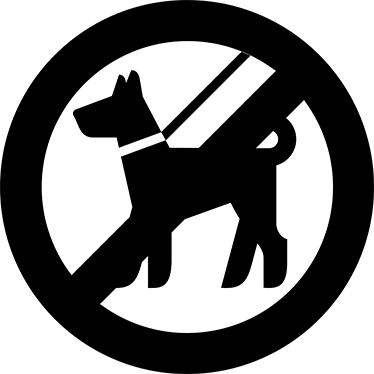 Prohibited No Dogs Sign Sticker - No Smoking Clipart Black And White (374x374), Png Download
