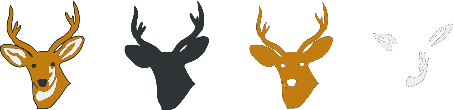 Deer Head - Deer Head Print Green Shadow Art Printed Background (1451x355), Png Download