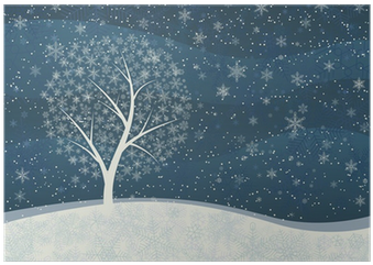 Winter Card Of Snowfall With Snowy Tree - Stock Photography (400x400), Png Download