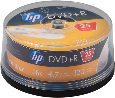 Hp Dvd R Media - Hp 4.7gb 16x Dvd-rs (25-ct Cake Box Spindle) Dm16025cb (573x430), Png Download