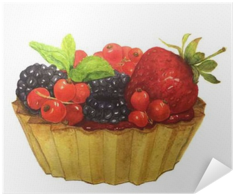 Watercolor Cake With Berries - Berry (400x400), Png Download