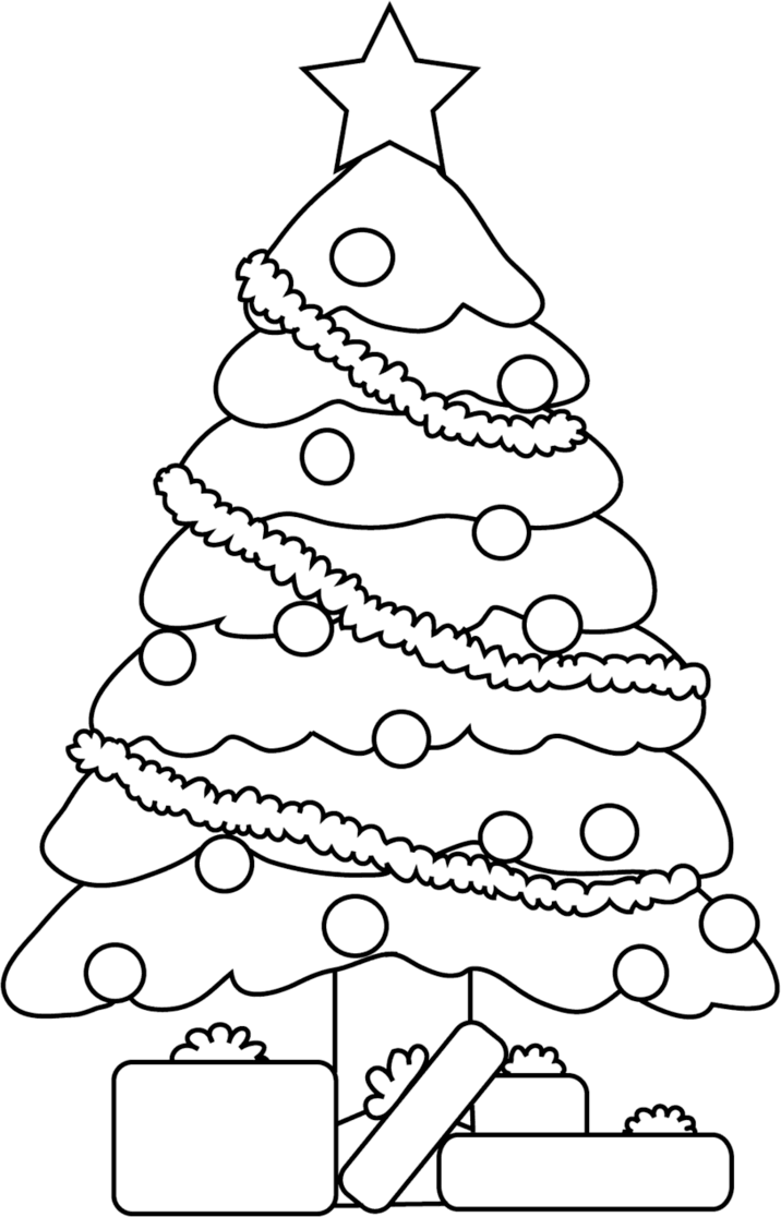Line Drawing Thristmas Tree - Drawing Christmas Tree Sketches (716x1116), Png Download
