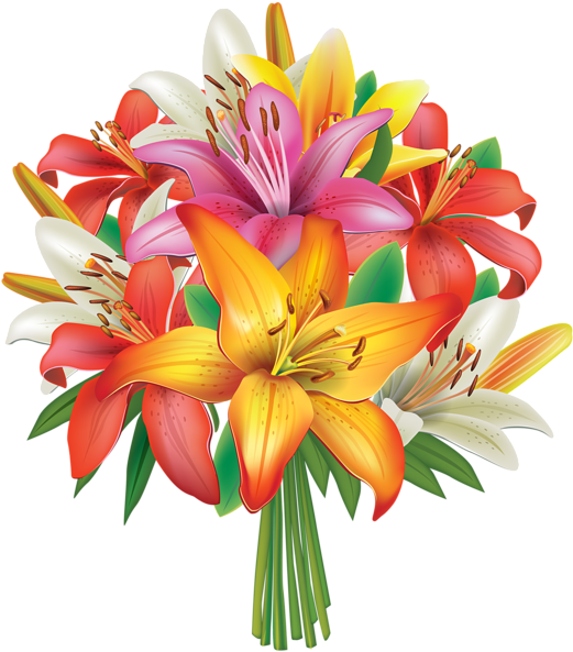 Lily Clipart Floral - Flower Bouquet Clipart Png (528x600), Png Download