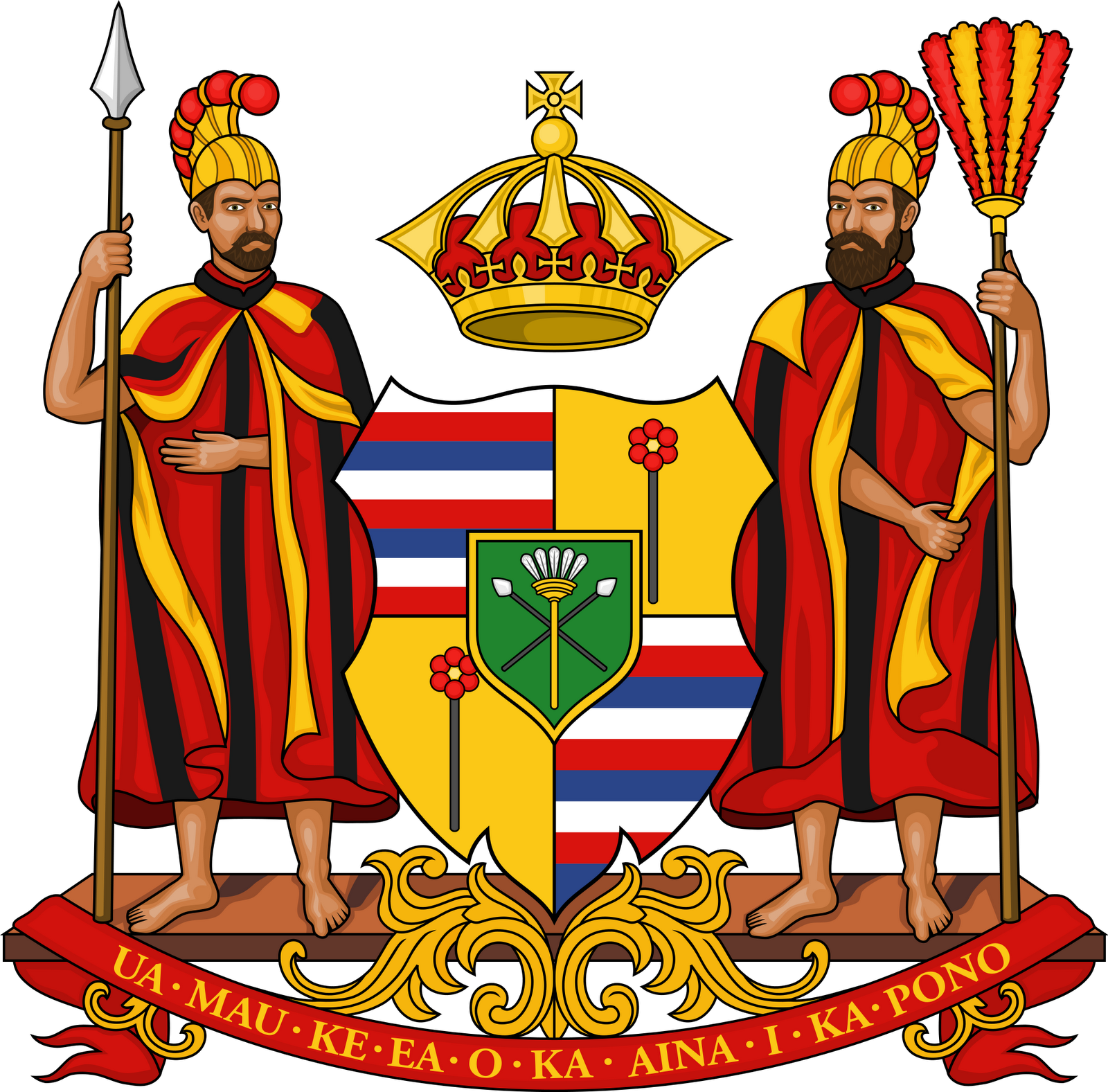 Royal Coat Of Arms Of Hawaii - Kingdom Of Hawaii Coat Of Arms (1600x1577), Png Download