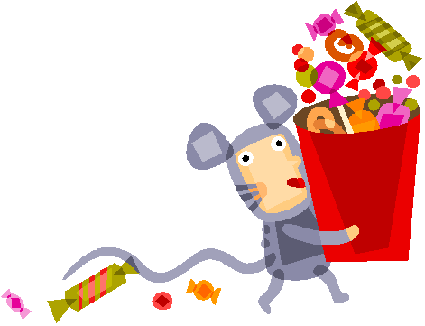 Halloween Trick Or Treat Mouse Animated With Big Bucket - 1st Christmas Bib With Christmas Mouse (471x361), Png Download