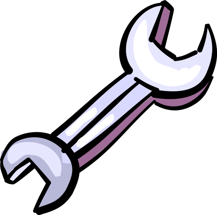 Vector Illustration Of Open End Spanner Wrench Tool - Wrench (706x700), Png Download