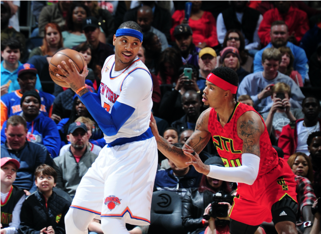 Nba Carmelo Anthony 45 Pts Highlights Knicks Vs Hawks - Carmelo Anthony Post Play (870x500), Png Download