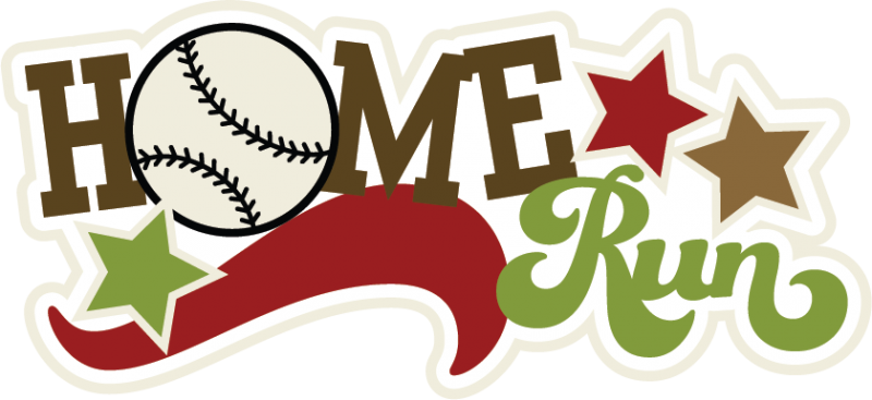 Baseball Clipart Scrapbook - Clipart Baseball Home Run (800x367), Png Download