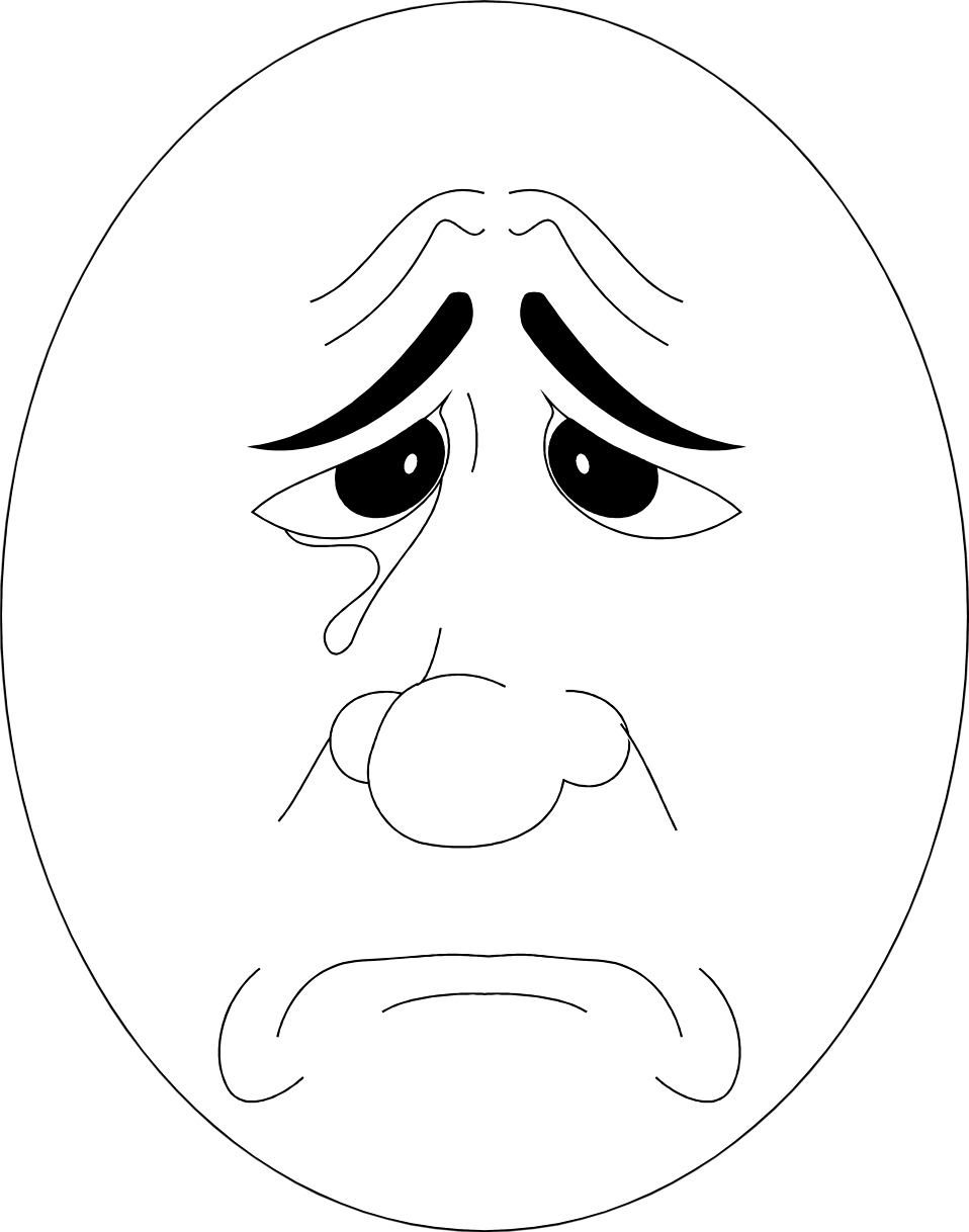 Sad Face Free Stock Photo A Sad Face 9 Cliparts - Frowny Face Clipart Black And White (958x1218), Png Download