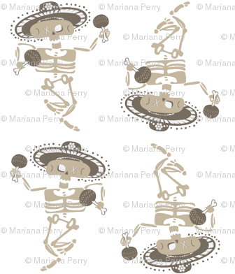 Mariachi Skeletons - Cartoon (345x400), Png Download
