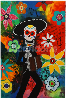 Mariachi Calavera Painting - Painting (360x360), Png Download