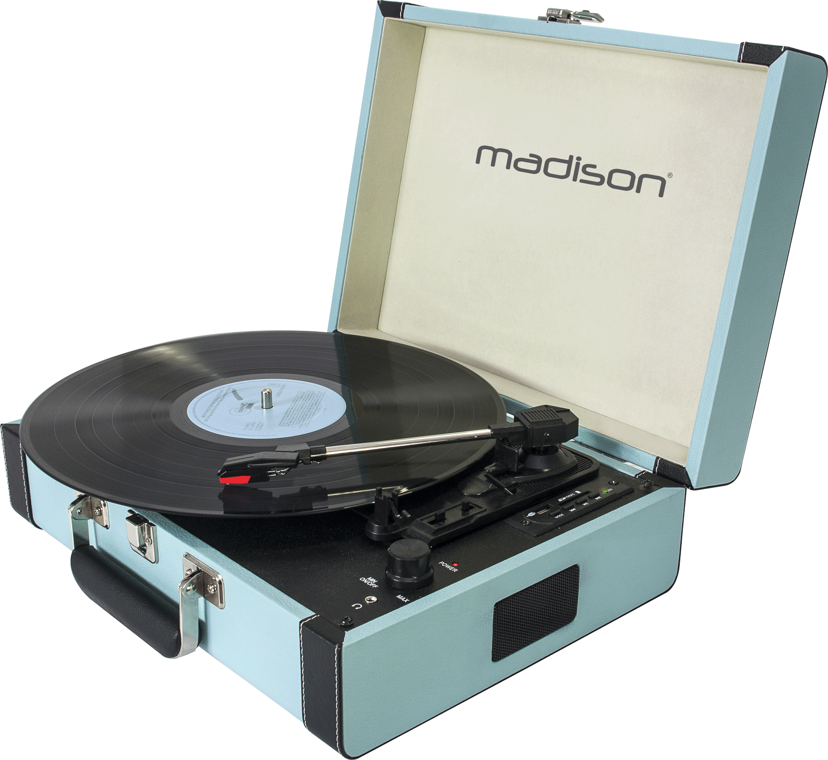 Vintage Turntable Case With Bluetooth, Usb, Sd & Rec - Ibiza Sound Madison Mad-retrocase Vintage Turntable (1676x1539), Png Download