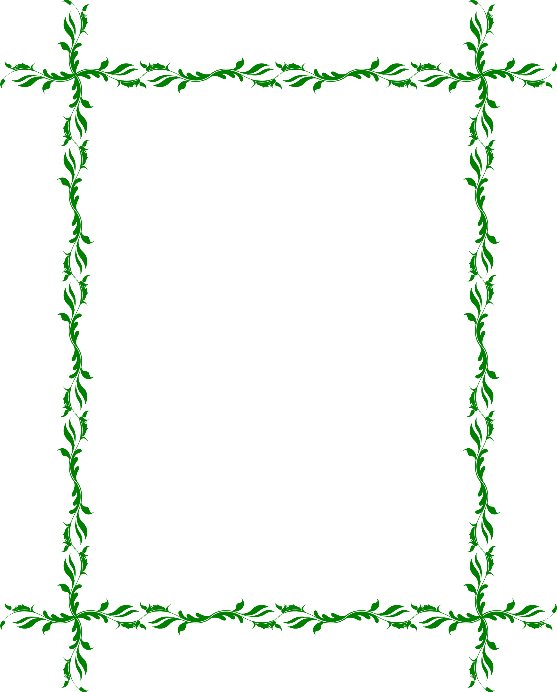 Big Image - Green Leafy Frames Png (1932x2400), Png Download