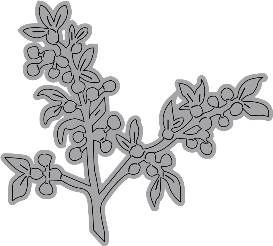 Leafy Berry Branch - Elizabeth Craft Metal Die By Susan's Garden Club-garden (1000x1000), Png Download