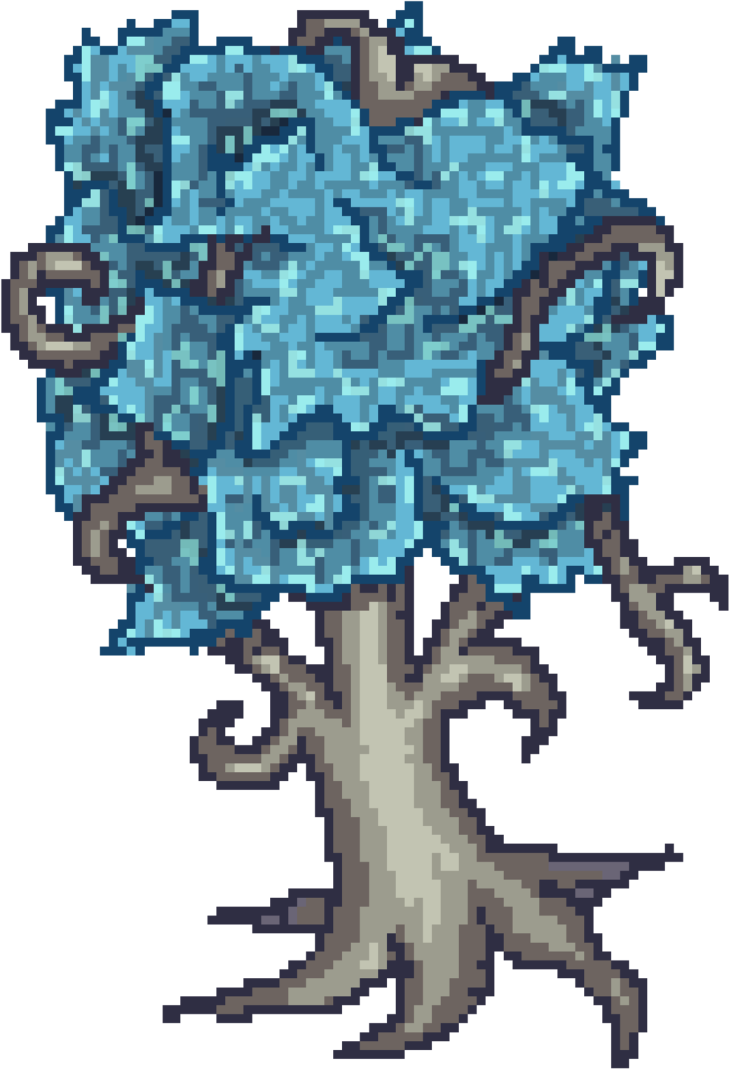 Tree Pixel Art By Ub18aux-d5we1ah - Pixel Blue Tree (1280x1792), Png Download