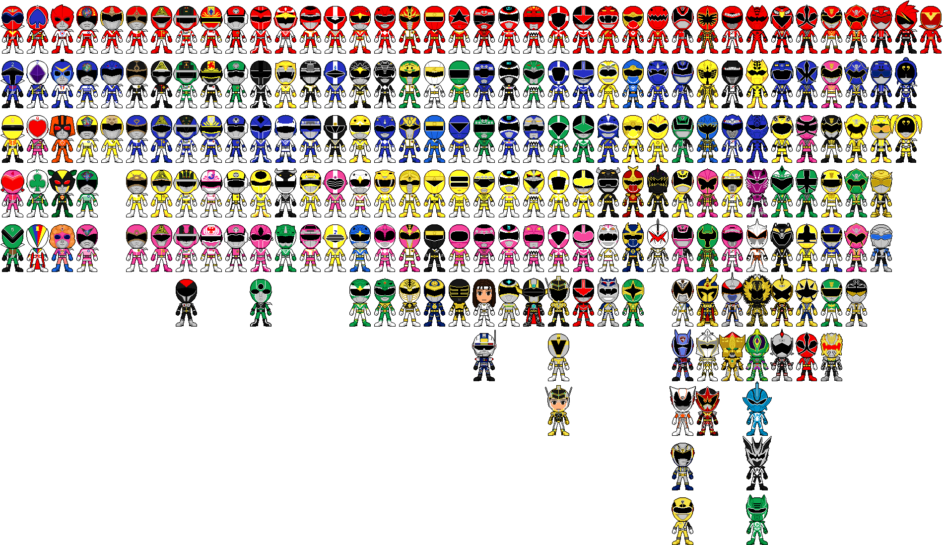 All Super Sentai A K A Power Rangers Pixel Art By Miralupa - All Power Rangers In History (1950x1140), Png Download