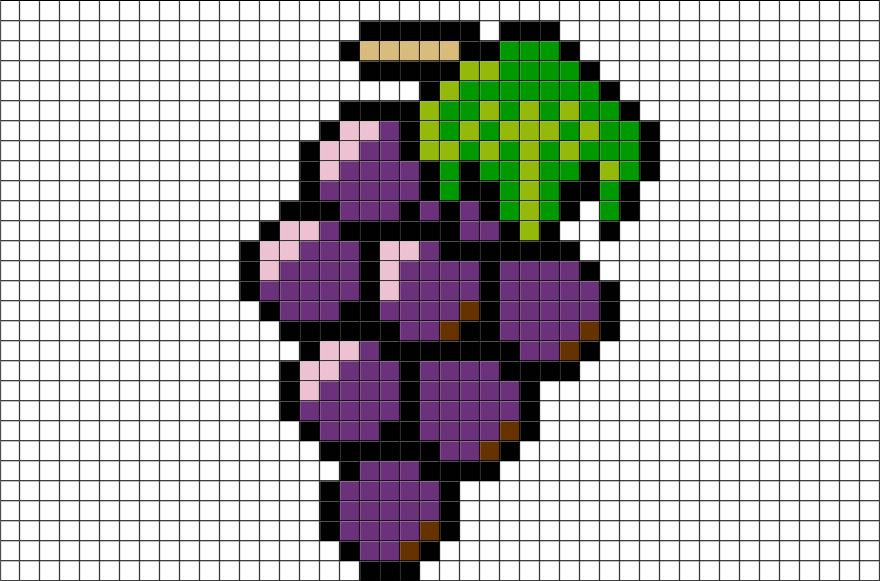 8 Bit Grapes (880x581), Png Download