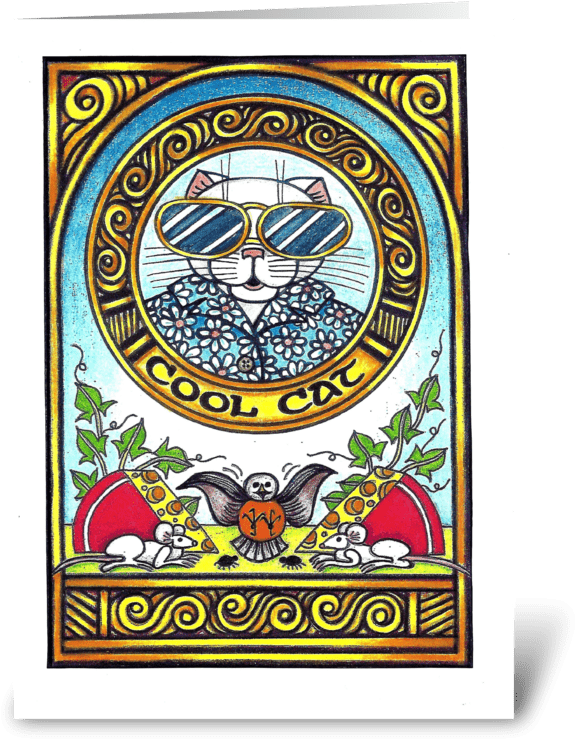 Cool Cat Greeting Card - Greeting Card (700x792), Png Download