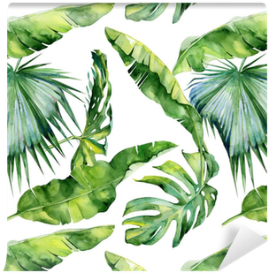 Seamless Watercolor Illustration Of Tropical Leaves, - Graphite Pickleball Paddle (leaf) (400x400), Png Download