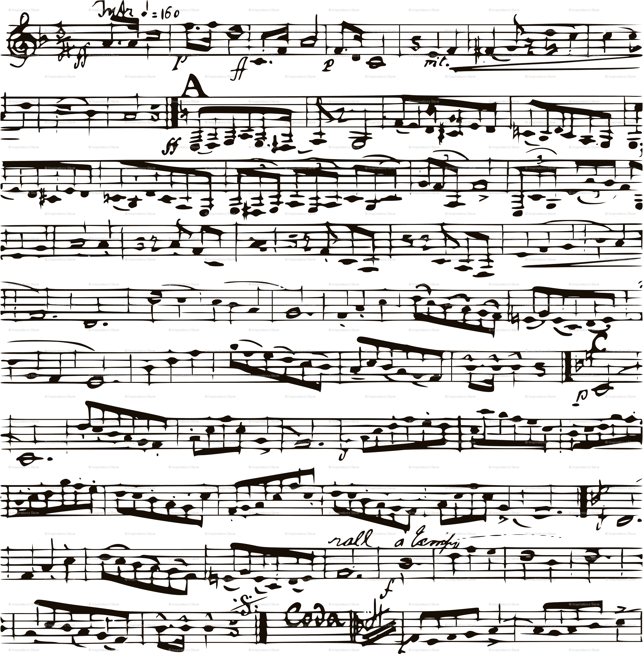 Music Fabric - Black Andwhite Music Notes - Large Custom (2249x2289), Png Download