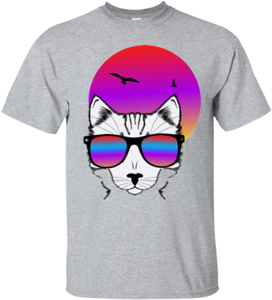 Cool Cat T-shirt - Geek Cat Poster Print (portrait) - A4, 11.7 X 8.3 In (600x600), Png Download