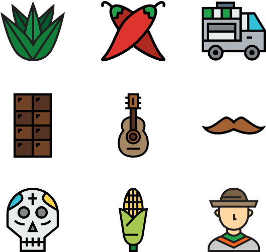 Mexican Elements - Mexico Food Icons (600x564), Png Download