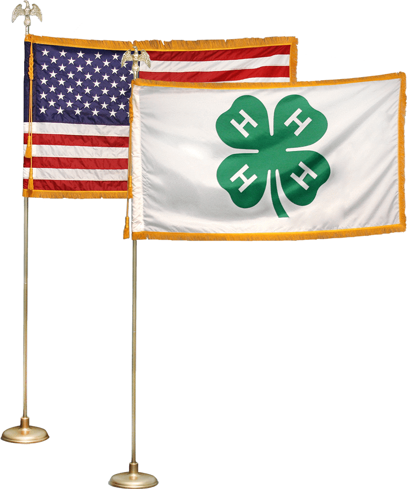 4' X 6' Mounted 4-h And Usa Flag Set - 4 H Flag And American Flag (1028x1028), Png Download