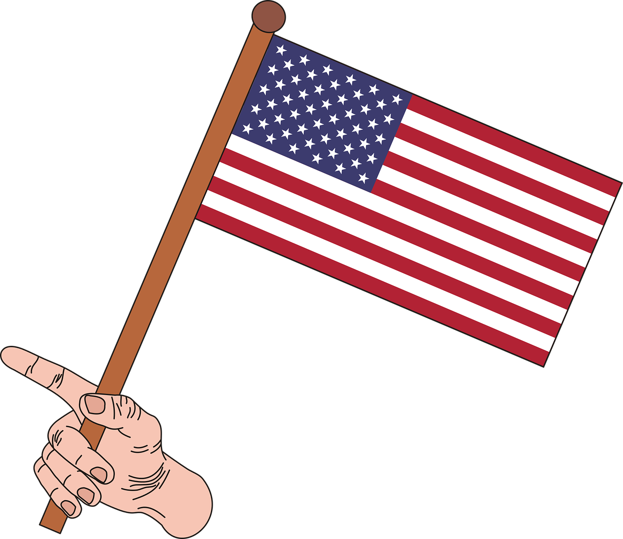 Flag Usa America - Two American Flags (1280x1108), Png Download