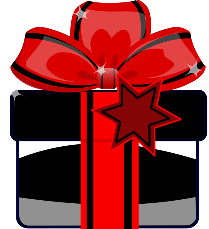 Christmas Gift Ribbon Gift Wrapping - Red And Black Present (685x750), Png Download