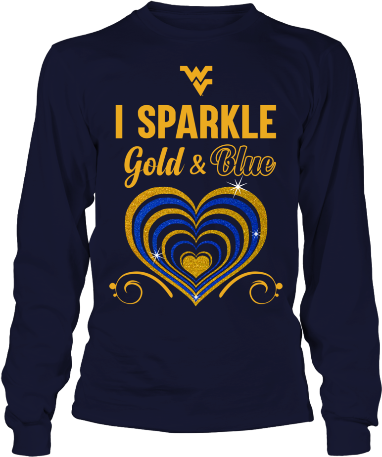 I Sparkle Gold & Blue Heart West Virginia Mountaineers - Just A Small Town Girl Png (600x600), Png Download