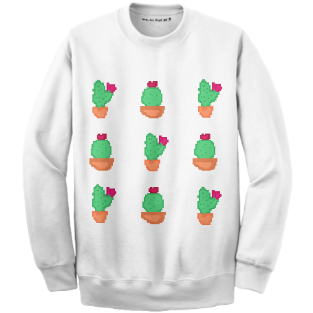 Pixel Cacti Print Sweatshirt $68 - Sweater (455x455), Png Download