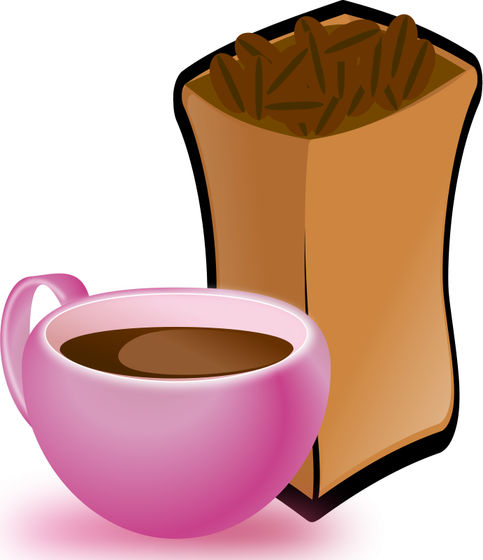 Cup Of Coffee With Sack Of Coffee Beans - Coffee Beans Clip Art (691x800), Png Download