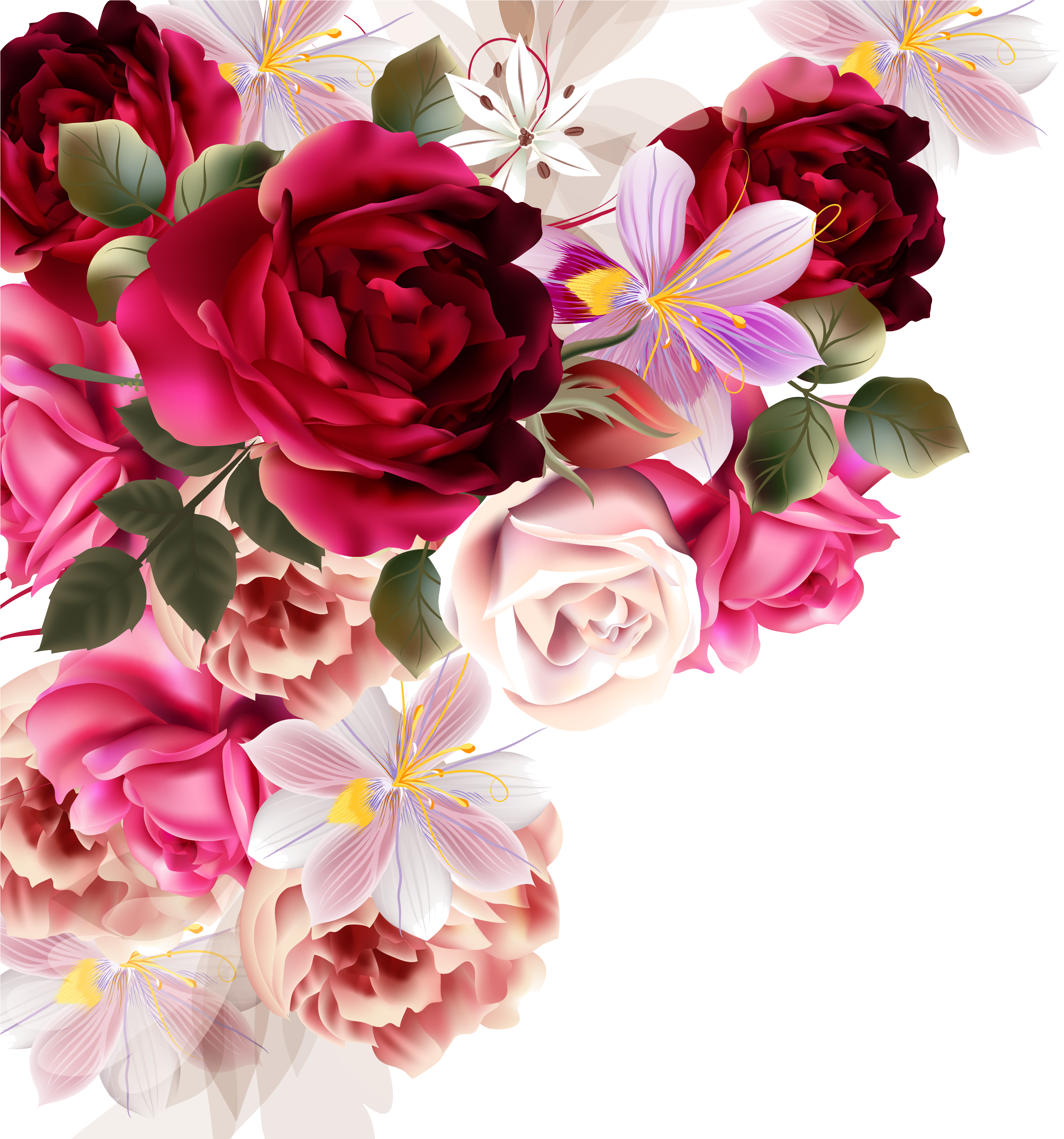 Drawn Rose Rose Bouquet (3333x3333), Png Download