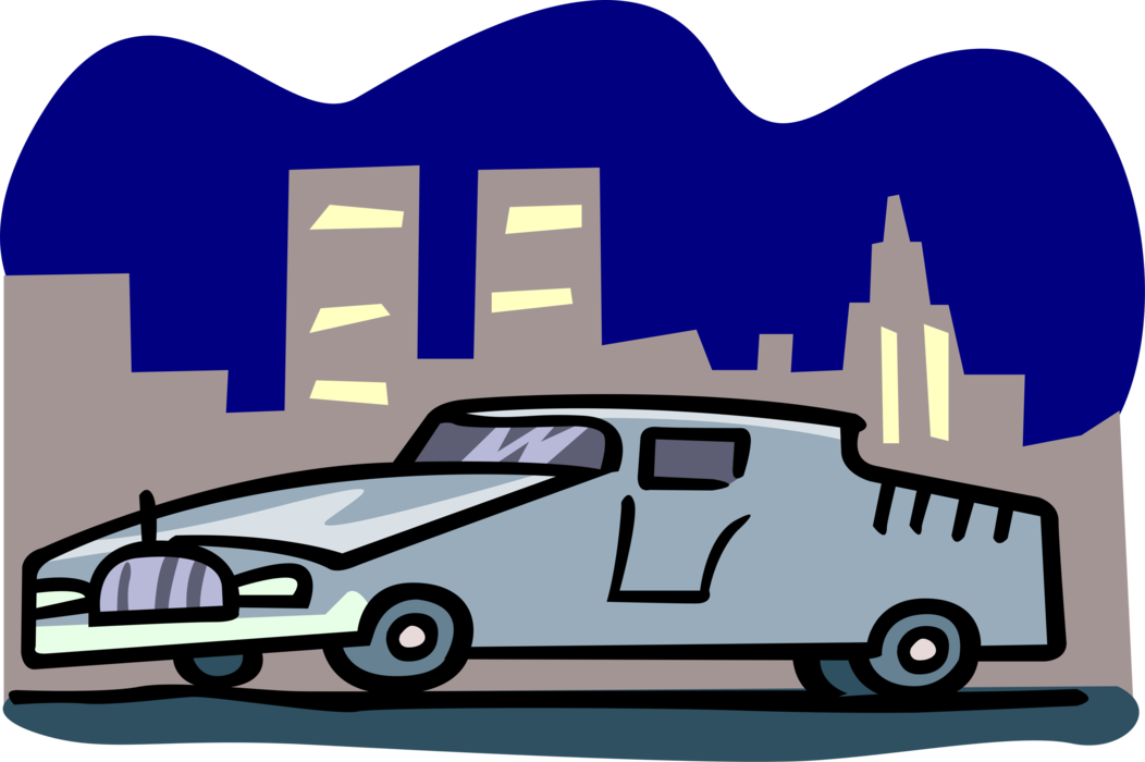 Vector Illustration Of Limousine Motor Vehicle Automobile - Car (1052x700), Png Download