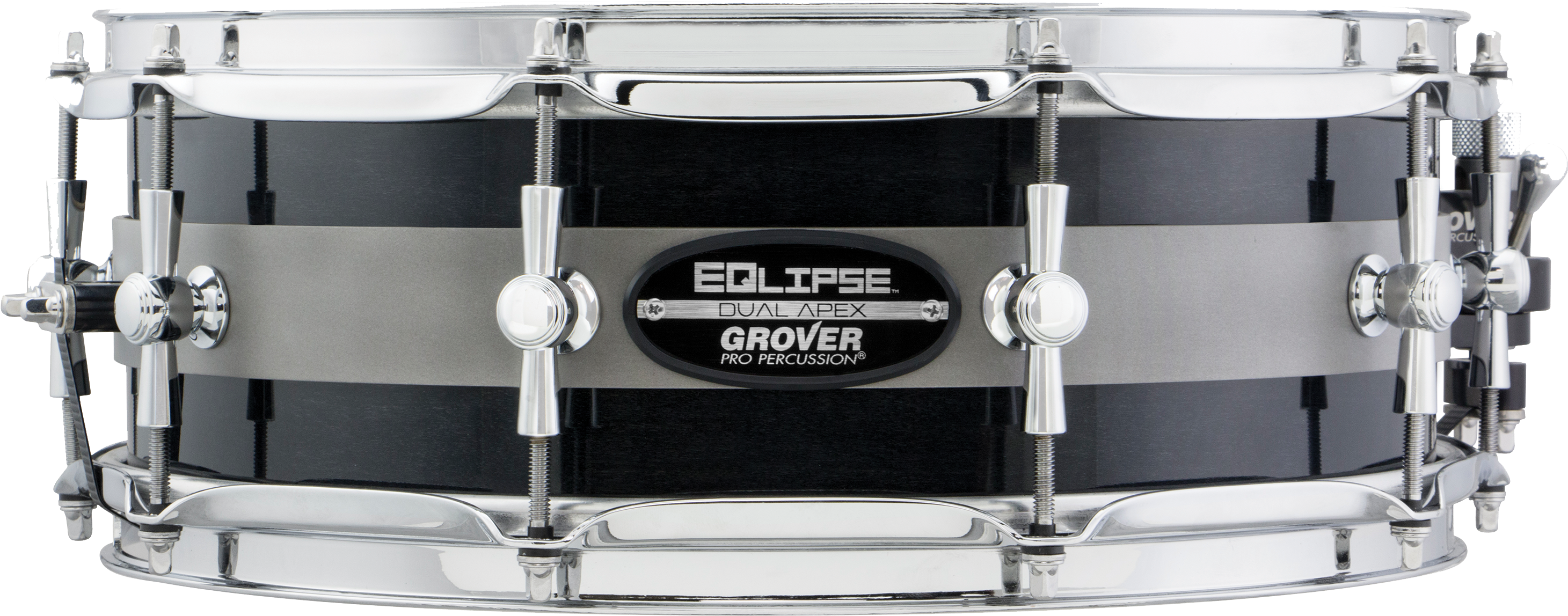 Grover Pro Eqlipse Dual Apex Snare Drum - Grover Pro G1eq5e 5"x14" Ebony Eqlipse Snare Drum W/ (3000x1744), Png Download