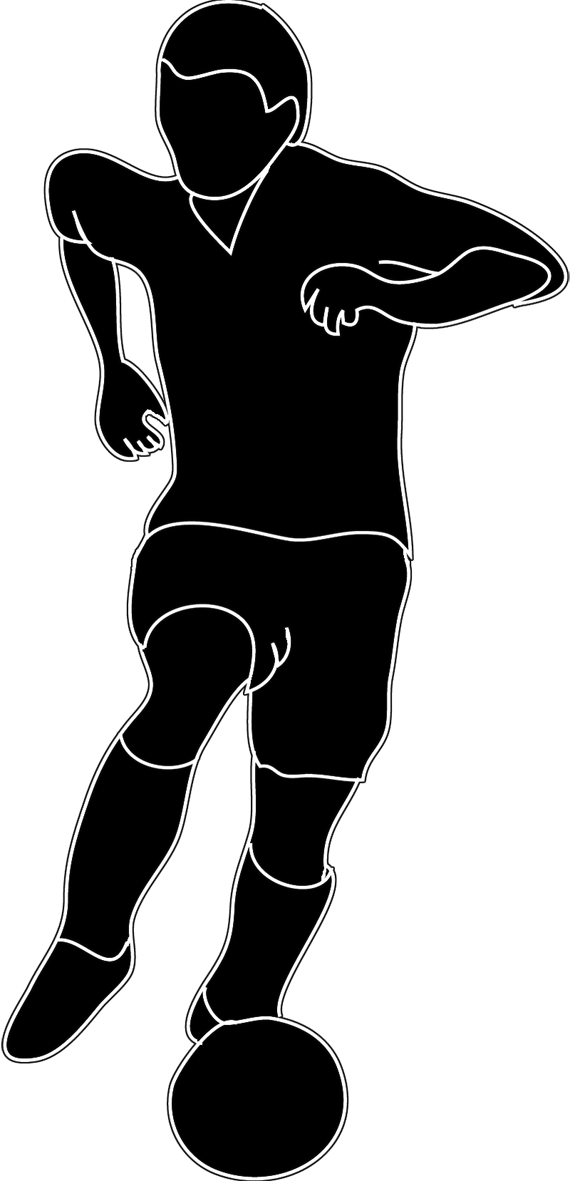 Soccer Player Silhouette With Ball - Girl Dancing Silhouette Vector (570x1181), Png Download