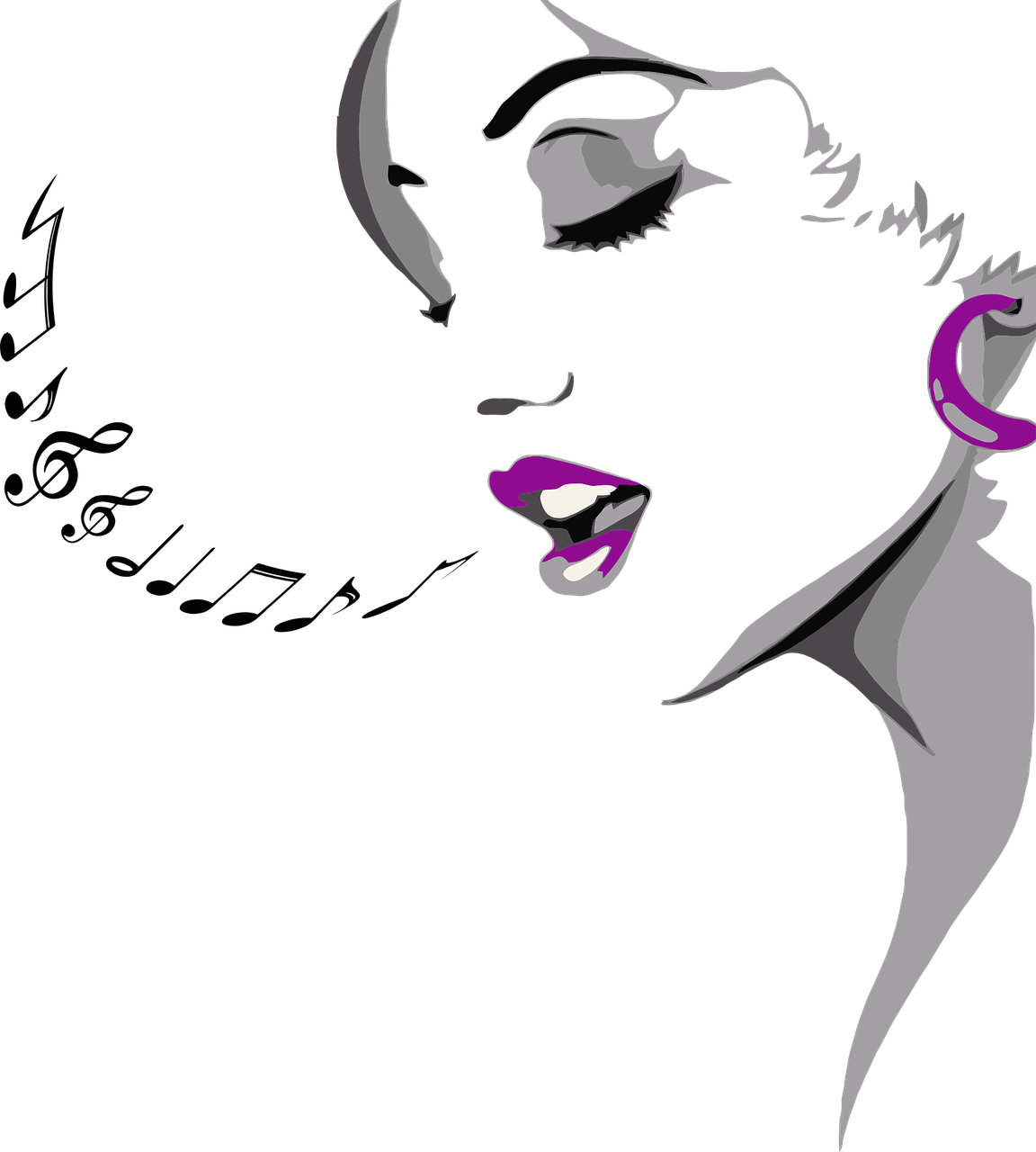 Silhouette Singing Woman Music Song - Singing Woman (676x750), Png Download