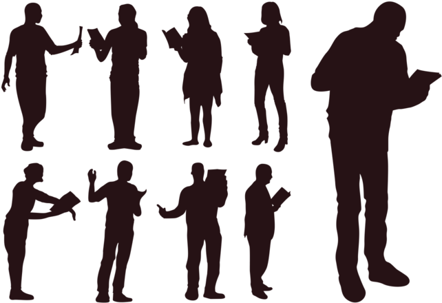 People Reading A Poem Silhouettes - Poetry Reading Silhouette (700x490), Png Download