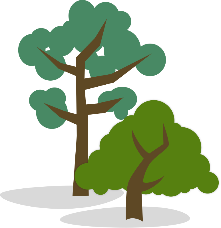 Stylized Illustration Of One Tall And One Short Tree - Tall Tree Short Tree (774x800), Png Download