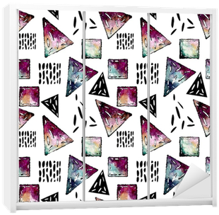Seamless Pattern Of Watercolor Galaxy, Triangles And - Portable Network Graphics (400x400), Png Download