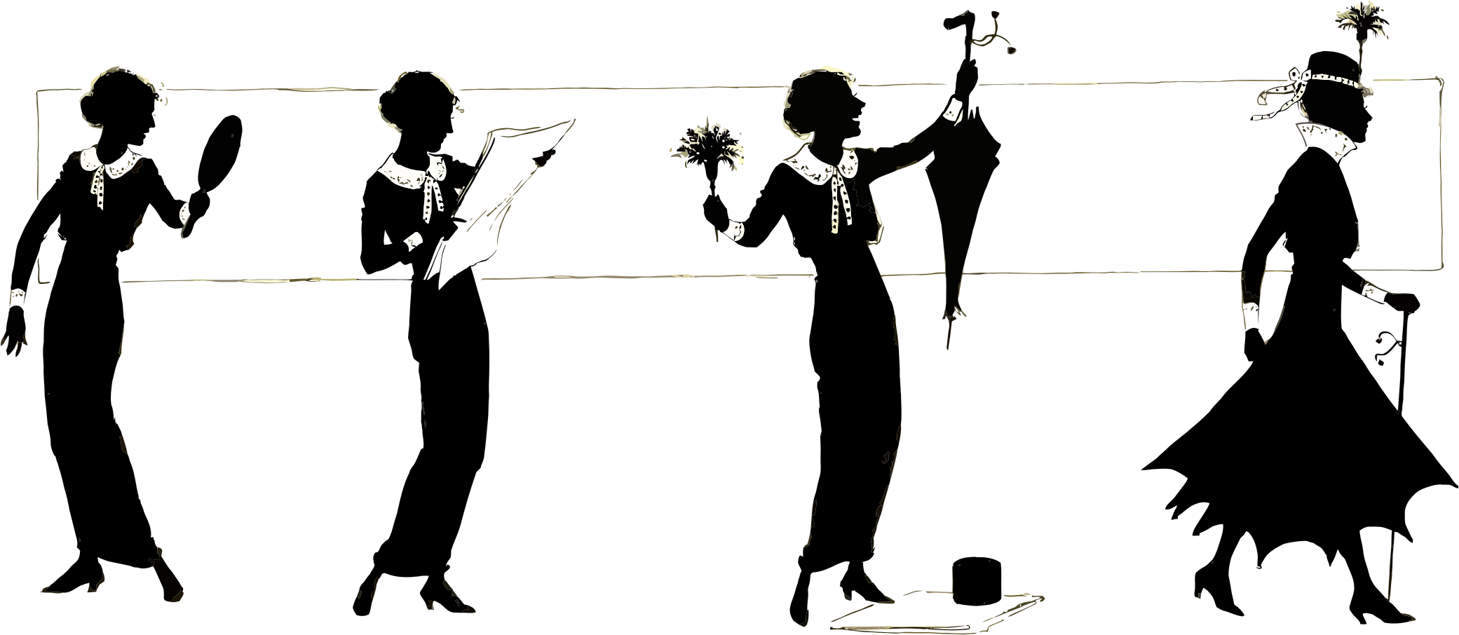 This Free Icons Png Design Of Vintage Women Silhouette (2081x906), Png Download